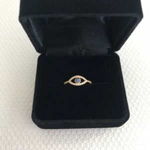APM Monaco Pinky Sterling Silver Yellow Eye Ring